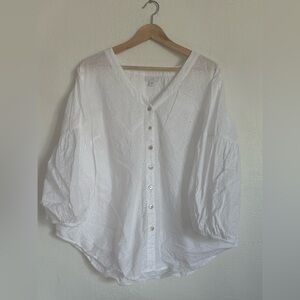 J. Jill White Eyelet Button-Down Blouse